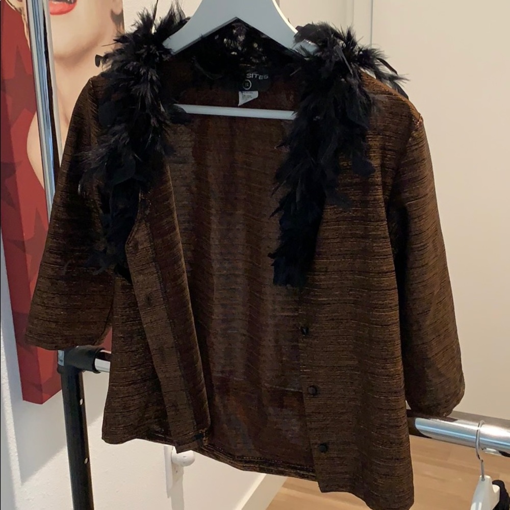 Gold and bronze blazer top